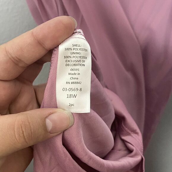 Roaman's Pink Sequin Handkerchief Hem Jacket Dress Set Size 18W - Picture 10 of 10